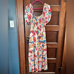 Piper and Scoot The Fernando Smocked Floral Dress in Ivory Large